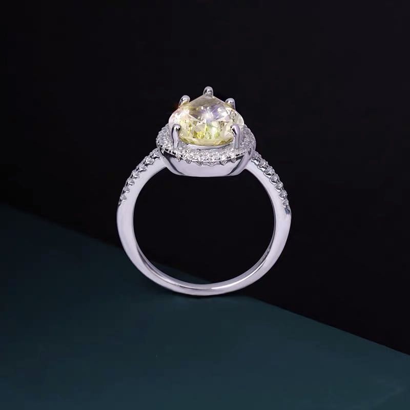 925 Silver Yellow Gem Ring - 4