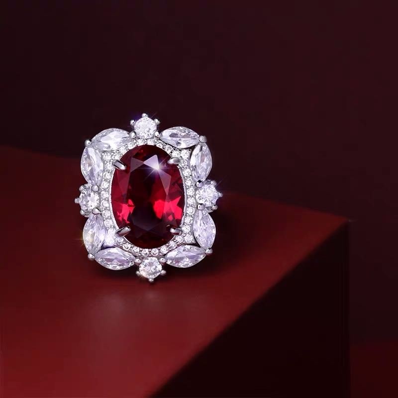 925 Silver Ruby Ring: 925 Silver Ruby Ring ****** Metal: 925 Silver / Main Stone: Ruby / Color: Red / Main Stone Size: 10*14mm / Size: 19*23mm / Diameter 17mm