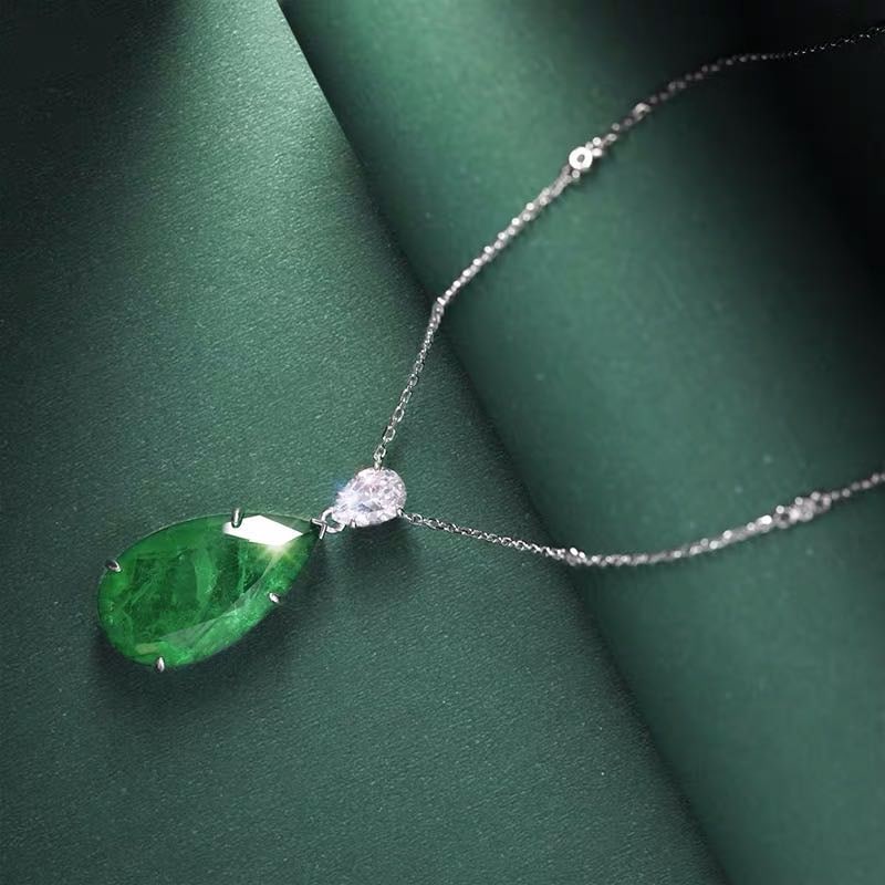 925 Silver Emerald Pendant - 2