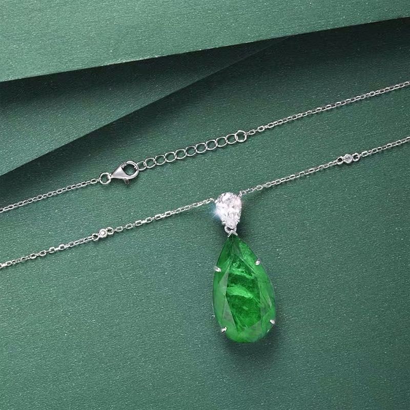 925 Silver Emerald Pendant - 3