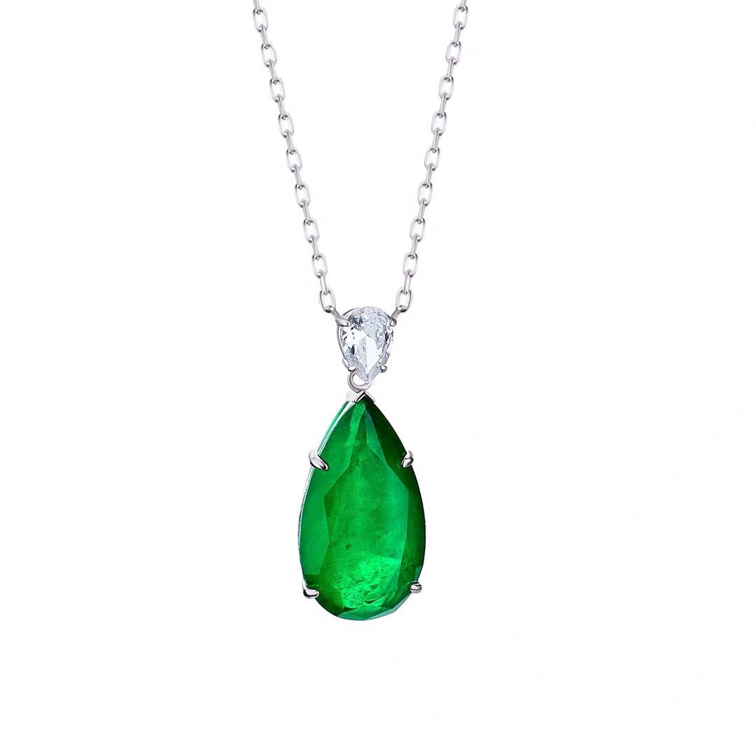 925 Silver Emerald Pendant - 4