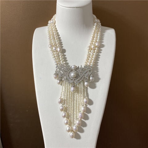 Natural Pearl Necklace 925 Silver Pendant (1 of 6)