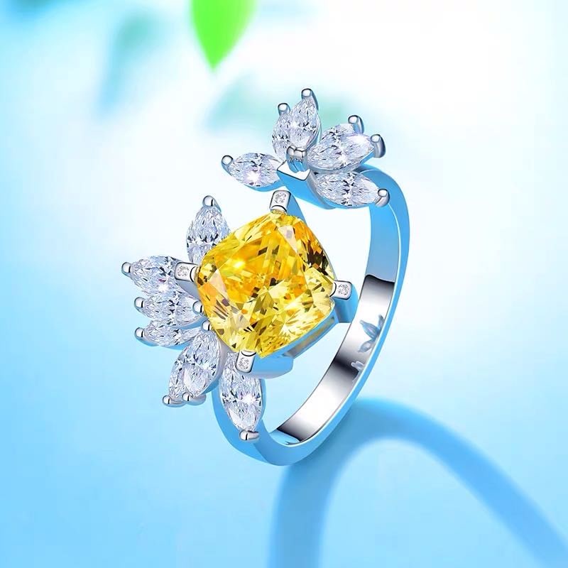 925 Silver 3ct Yellow Gem Ring (1 of 5)