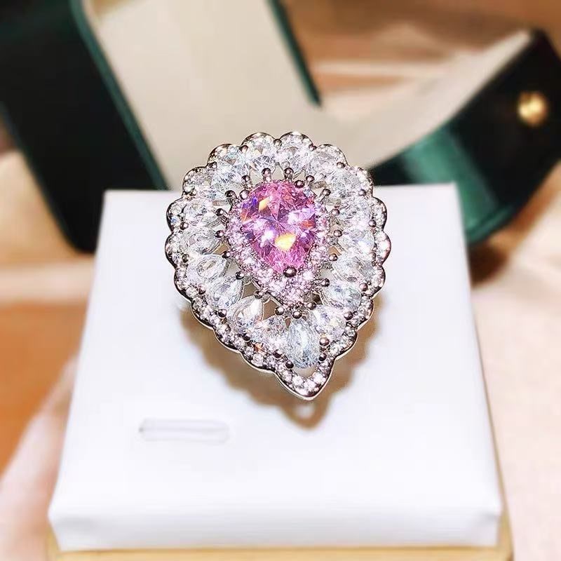 Pink Gemstone Teardrop Ring: Pink Gemstone Teardrop Ring