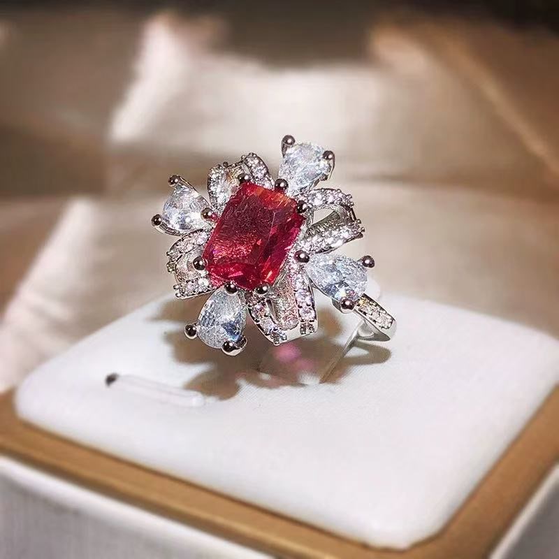 Ruby Flower Ring - 2