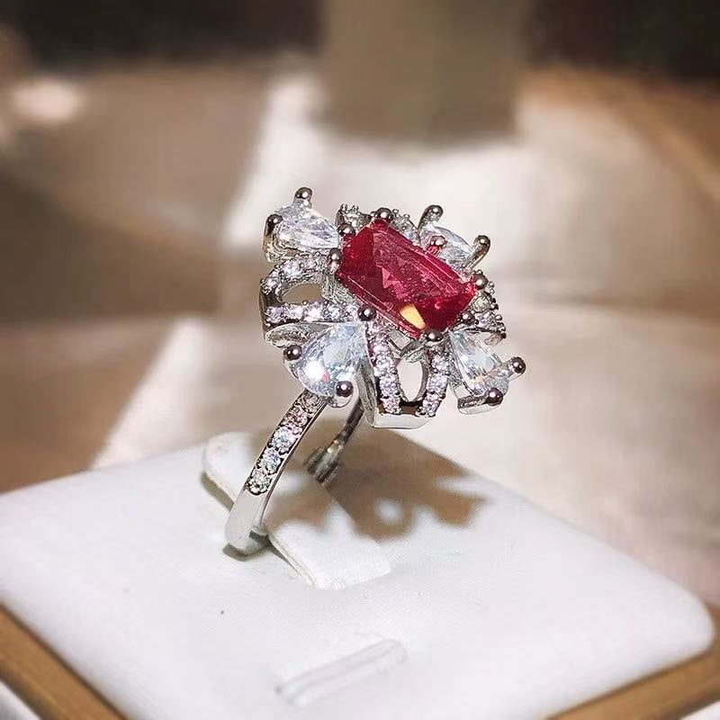 Ruby Flower Ring - 3