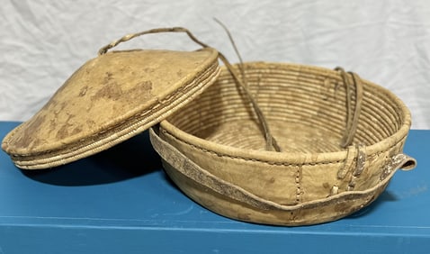 Handmade Leather Covered Basket