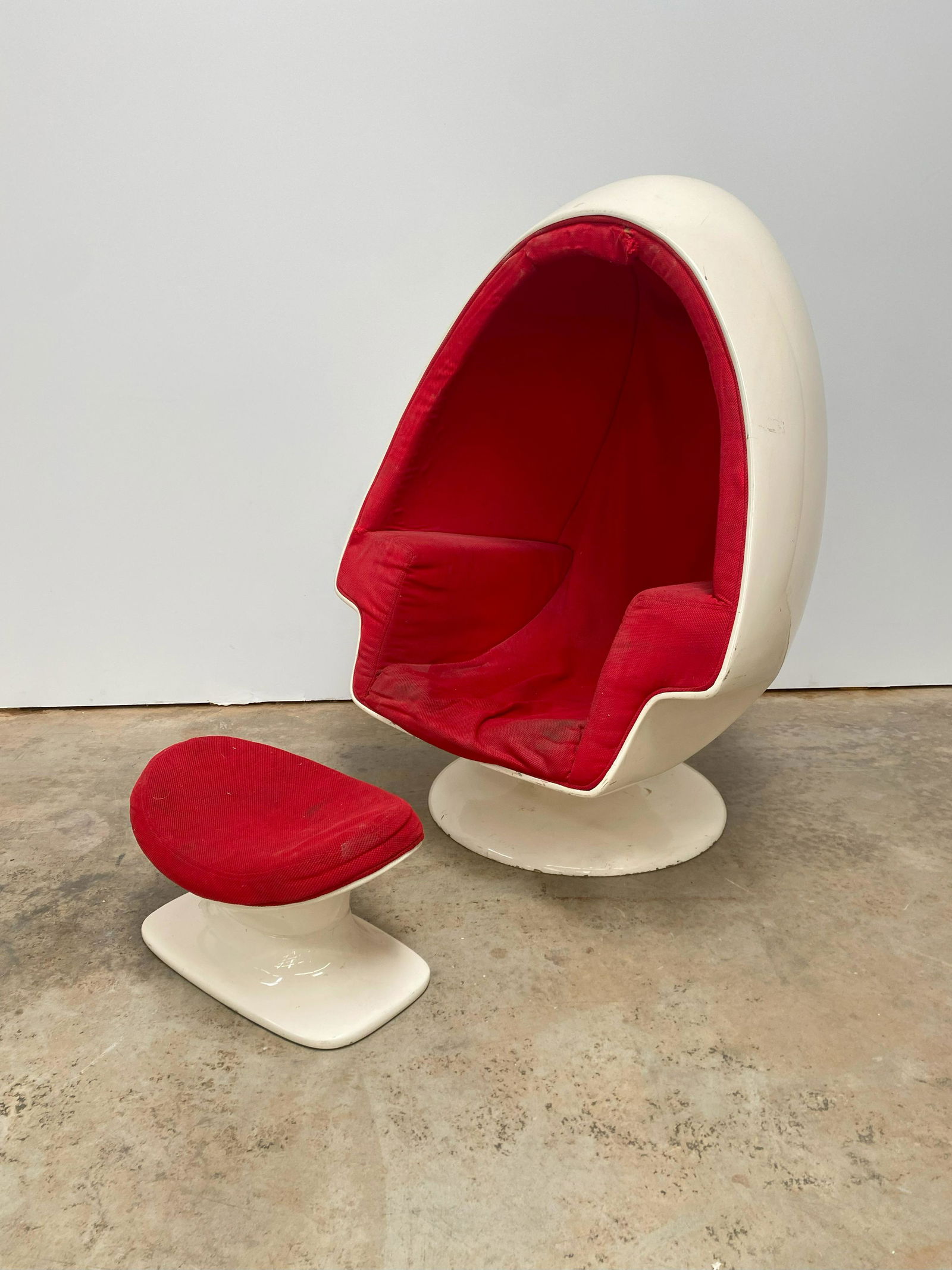 Mid Century Egg Chair and Ottoman (1 of 9)