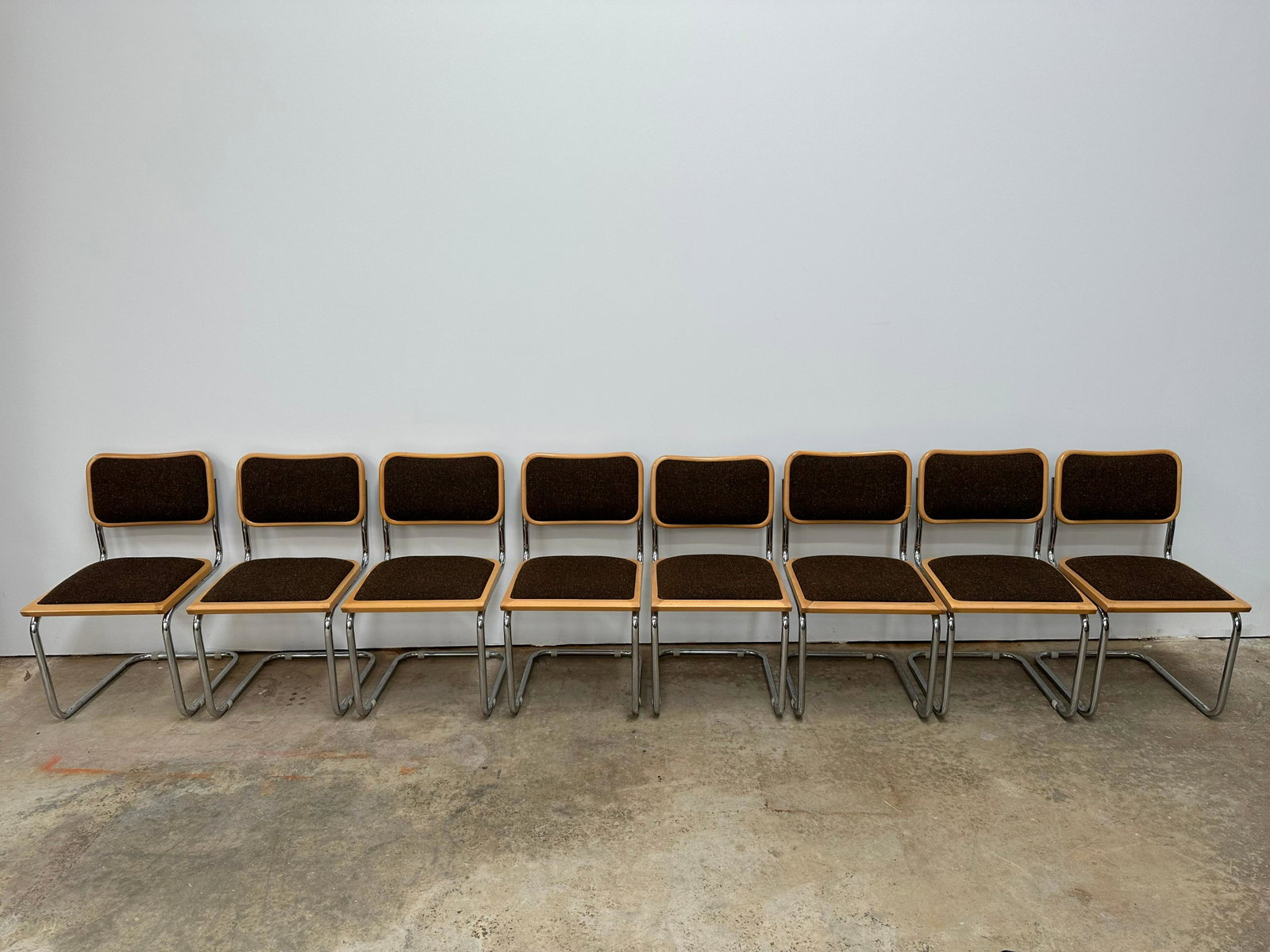 Set of 8 Italian Cesca Chairs: Set of 8 Italian Cesca Chairs. Stamp made in Italy on bottom of chairs. Seat height: 17.5 inches. All chairs are in good condition.