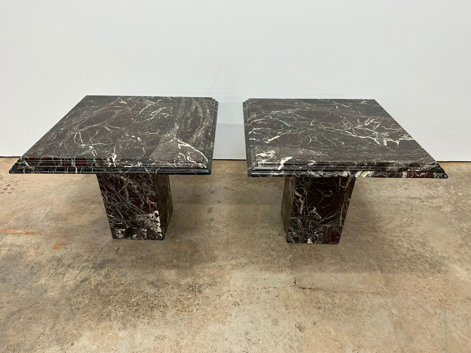 Pair of Rosso Levanto Marble End Tables (1 of 6)