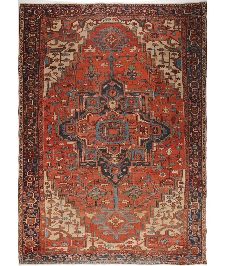 Hand Knotted Antique Masterpiece Oriental Heriz Wool Rug - 10'0'' x 14'5'' (1 of 9)