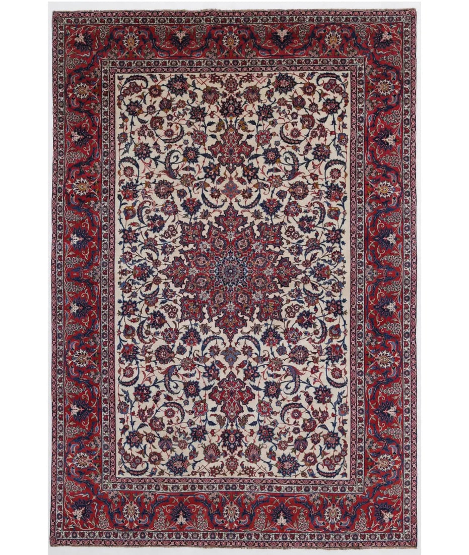 Hand Knotted Antique Masterpiece Oriental Isfahan Wool Rug - 7'4'' x 11'1'' (1 of 7)