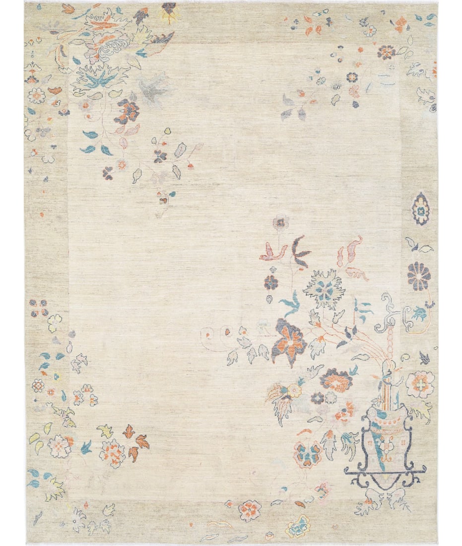 Fine Hand Knotted Chinese Art Deco Wool Rug - 8'11'' x 11'11'' (1 of 7)