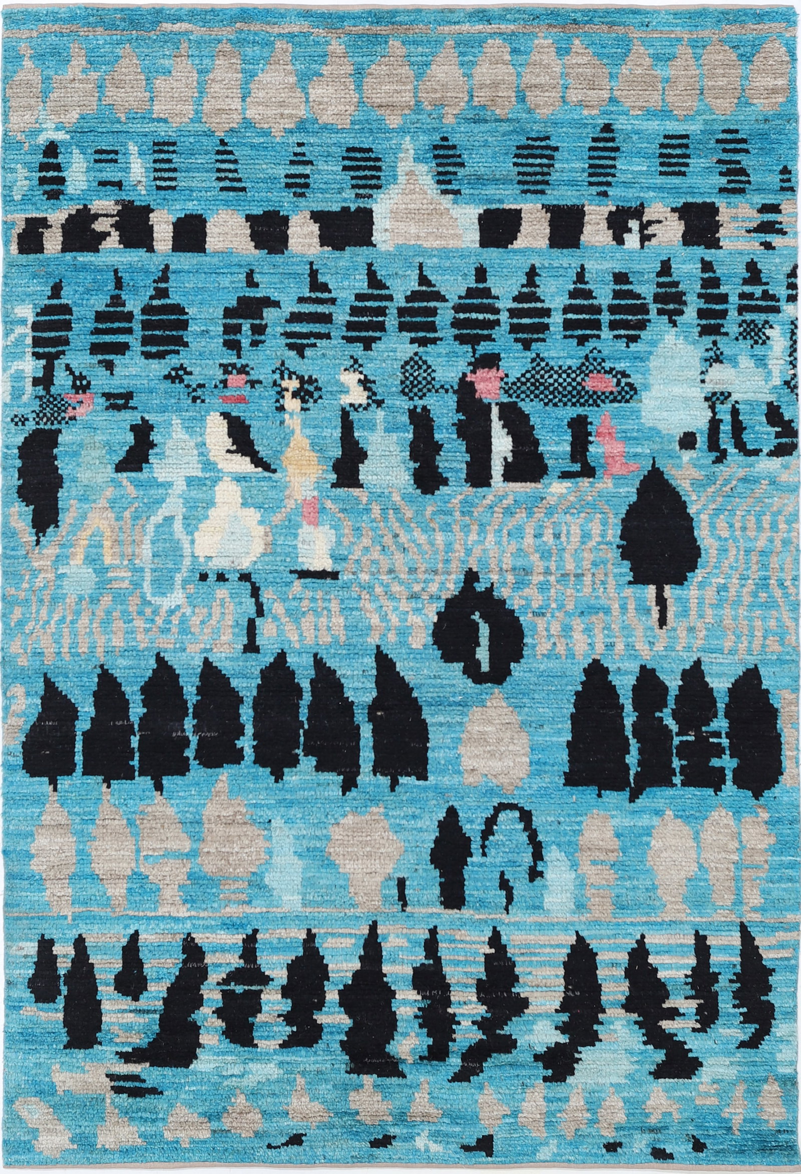Fine Hand Knotted Morocan Wool Rug - 5'11" x 4'0": This hand-knotted wool rug from Afghanistan?s Morocan collection measures 5?11? by 4?0? in a rectangular shape. It features a tribal style with intricate geometric patterns in warm, earthy hues that r