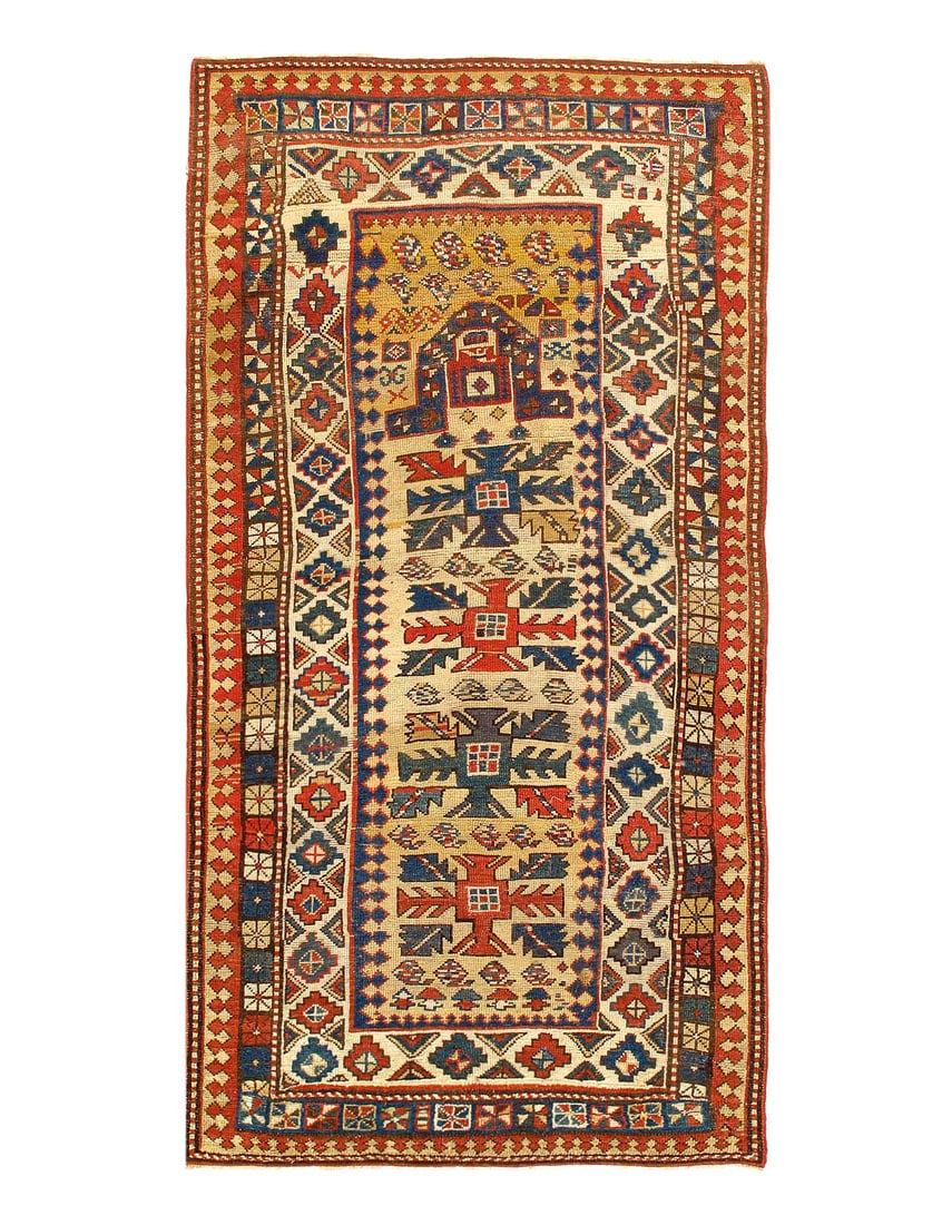 Antique Caucasian Kazak 3'5"X 7'1" (1 of 3)