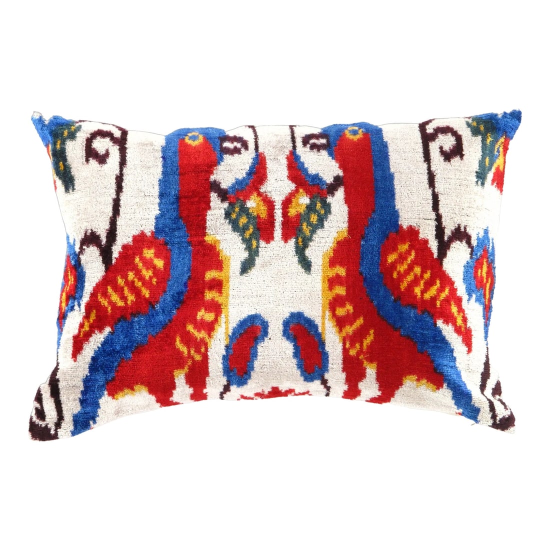 Contemporary Silk Velvet Ikat Pillow: Red/Blue Velvet Cushion one of the most outstanding cushions of our collection. The colors are specially selected to add the coziness to your home. Moreover, the / Materials : used for Red / Blue Velv