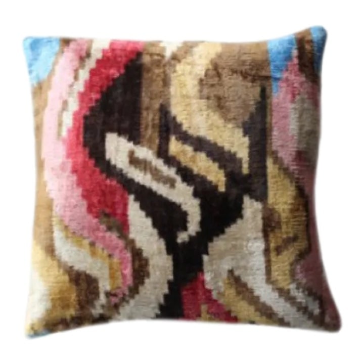 Contemporary Velvet Ikat Bohemian Throw Pillow (1 of 6)