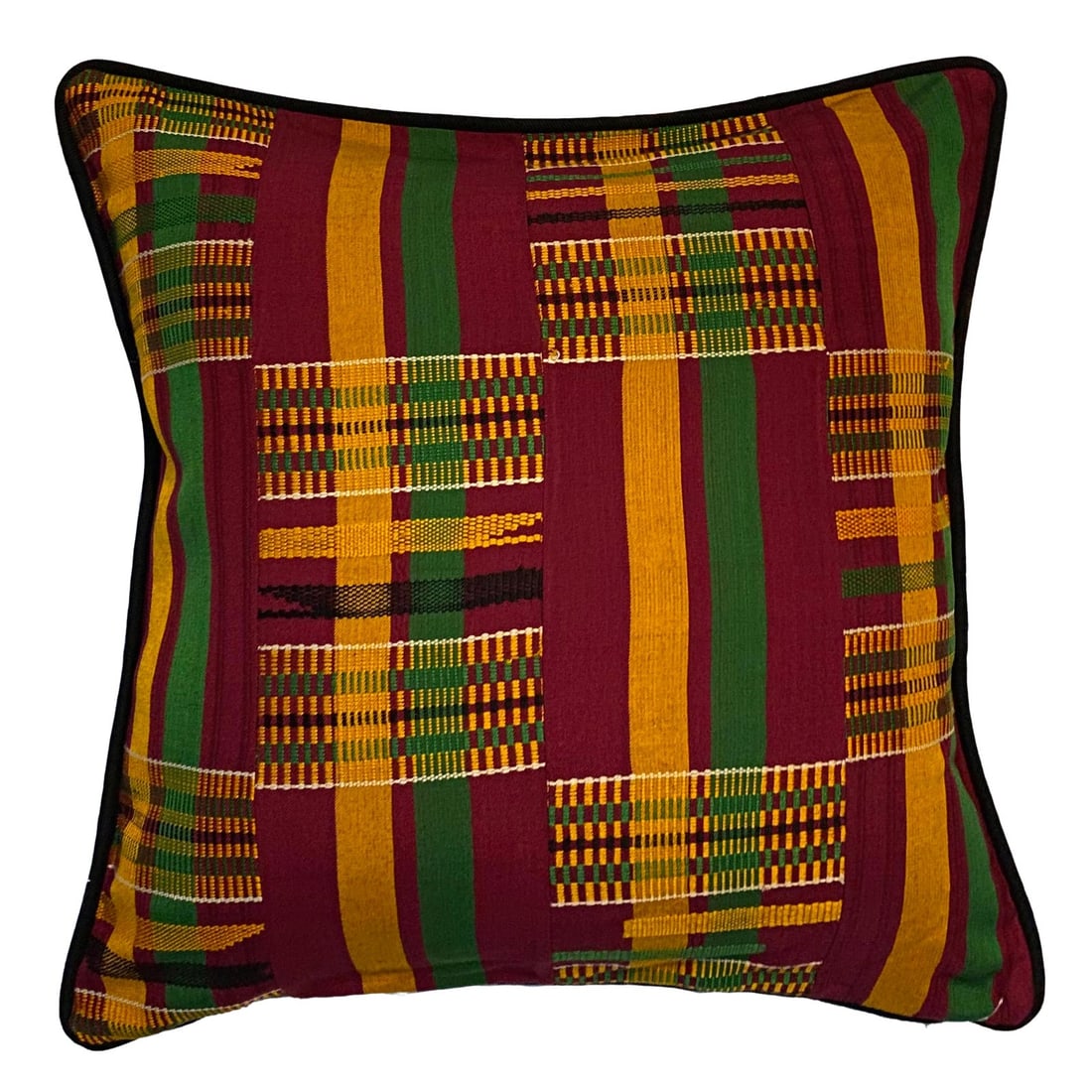 Vintage African Design Sherma Turkish Cotton Pillow: Vintage African Design Turkish Cotton PillowThis pillow is made from fabric that is based on a handwoven piece made from pure Tibetan sheep's wool to produce a fabric called Sherma. Sherma is one of t
