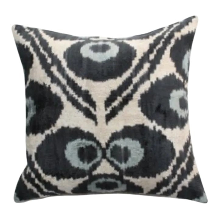 Contemporary Silk Velvet Ikat Pillow Cover Bohemian Pillow (1 of 6)