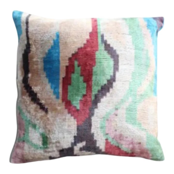Contemporary Velvet Ikat Bohemian Throw Pillow (1 of 6)