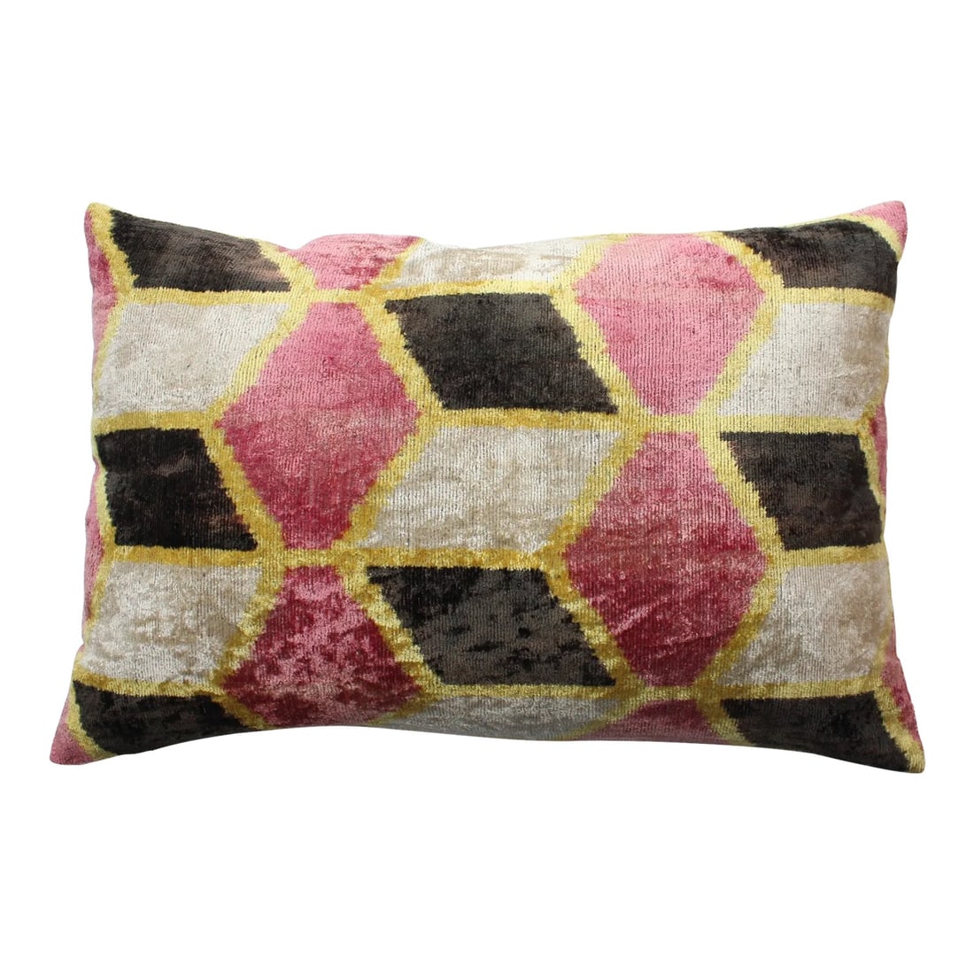 Contemporary Multi Color Handmade Velvet Ikat Pillow: Refresh the look and soften the feel of any area in your space with gorgeous color of the oasis with one of our Ikat Pillows.Ikat textile derive their name from the technique used to create them, wher