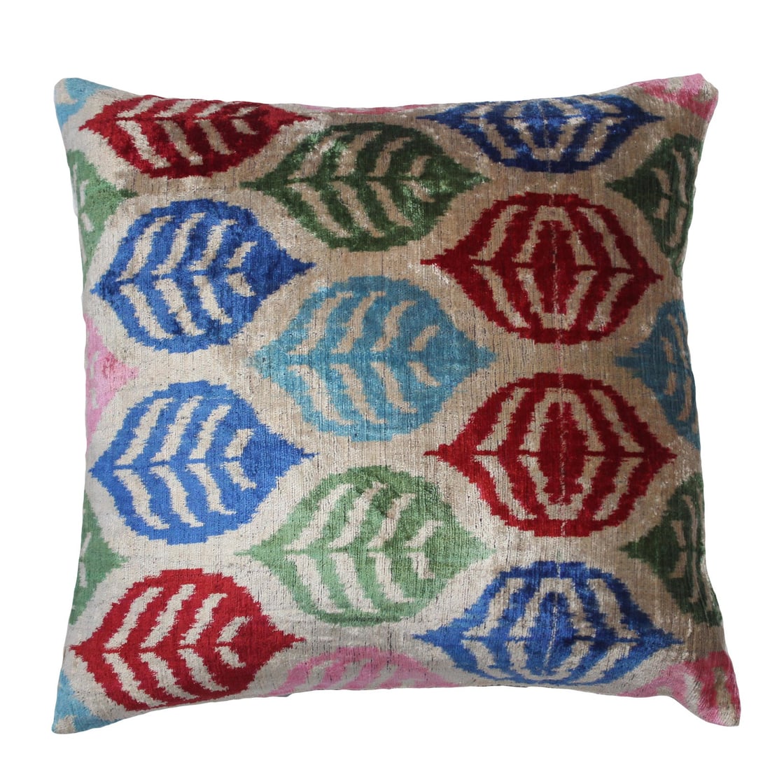 Boho Chic Silk Velvet Ikat Pillow Cover (1 of 6)