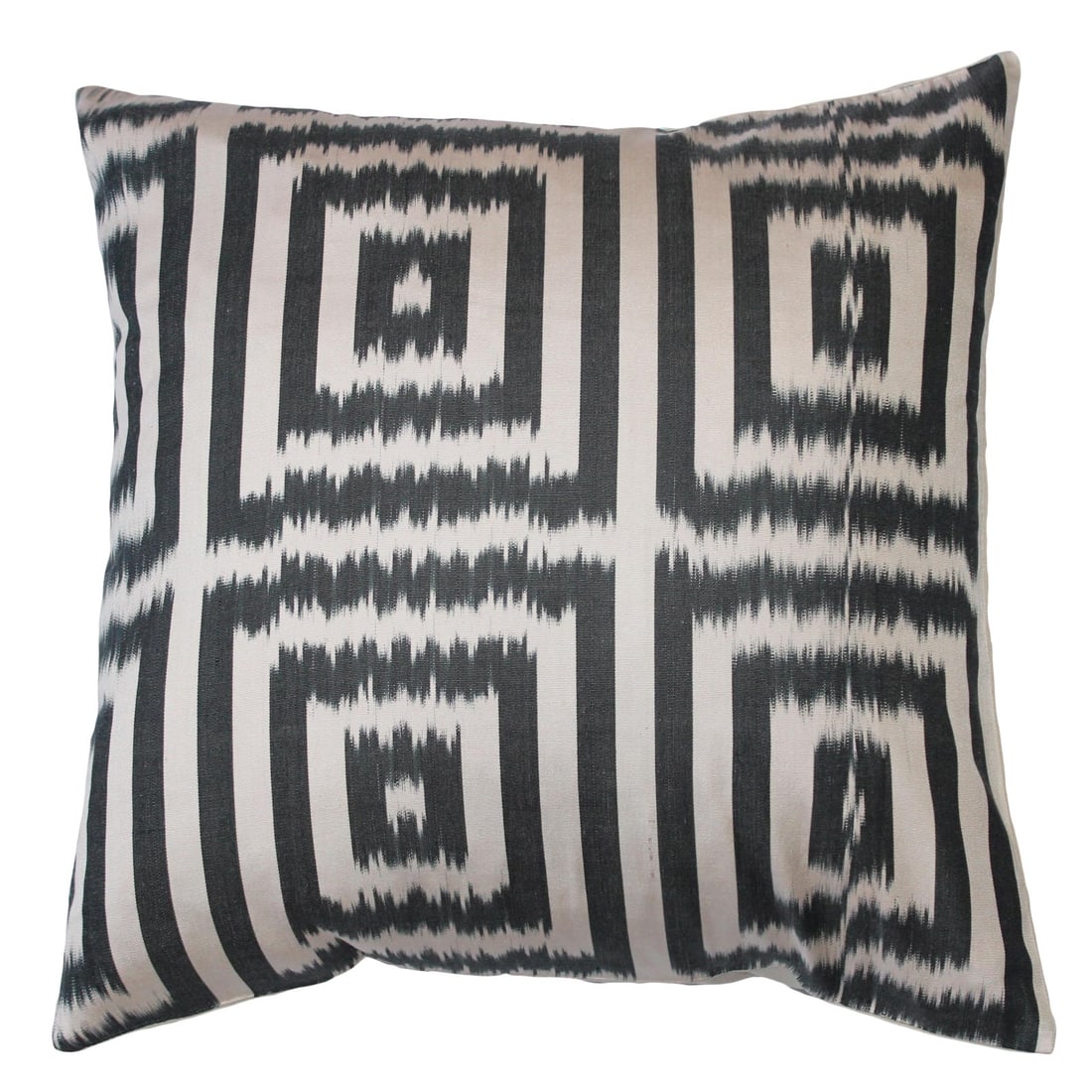 Contemporary Silk Ikat Bohemian Throw Pillow: Bohemian silk ikat pillow with vibrant colors of red, beige and blue. Super hand soft. Pillow has a zipper for closure. Insert is included. / Dimensions :20?W ? 7?D ? 20?H / Styles :Contemporary / Pat