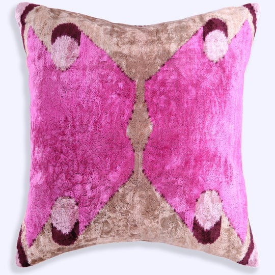 Mirrored Magenta Velvet Pillow - 16x16" | Handmade Silk Luxe (1 of 9)