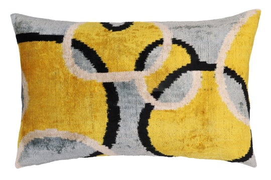 Canvello Luxury Decorative Yellow Gray Pillow With Down Insert- 16x24 in (1 of 9)