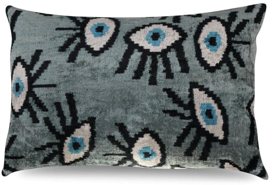Canvello Handmade Luxury Handmade Velvet Silk Evil Eye Throw Pillow With Down Insert (1 of 9)