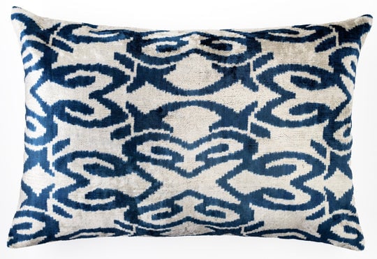 Canvello Luxurious 16x24 Handmade Velvet Silk Pillow with Premium Down Feather Insert - Blue (1 of 4)