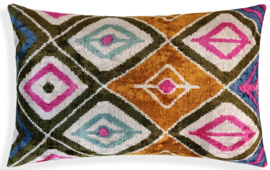 Multicolor Diamond Silk Velvet Pillow - 16x24 Handmade Luxury Cushion (1 of 9)