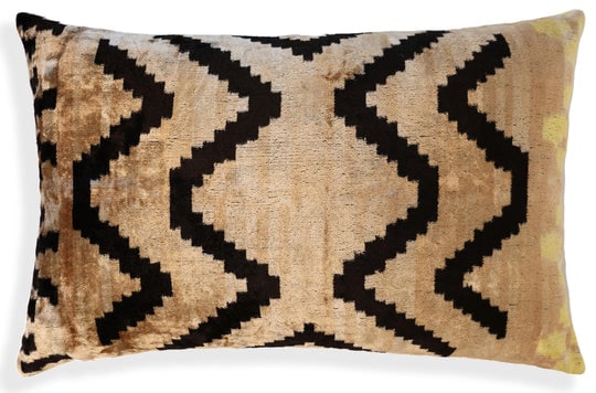 Neutral Black Chevron Silk Velvet Pillow 16x24 Handmade Luxury Cushion (1 of 8)