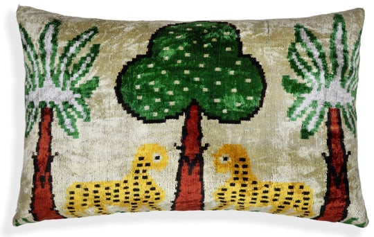Safari Scene Silk Velvet Pillow 16x24 Handmade Luxury Cushion (1 of 8)