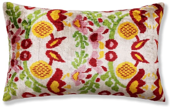 Luxury Floral Silk Velvet Lumbar Pillow 16x24 | Handmade & Vegetable Dyed: Bring refined artistry and organic warmth into your interior with this luxury handmade silk velvet lumbar pillow, meticulously hand woven and hand knotted using organic vegetable dyes. Designed for el