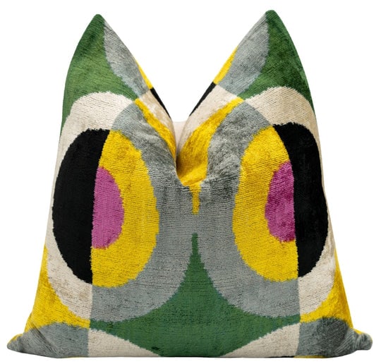 Handmade Velvet Throw Pillow with Modern Abstract Design - High-Quality 20x20 Inch Decorative Accent (1 of 6)
