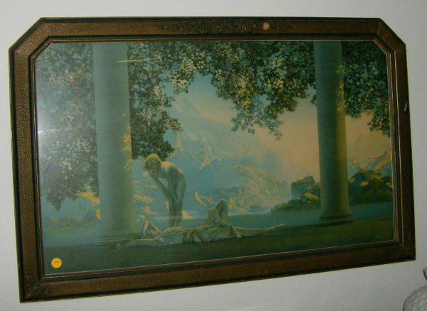 Maxfield Parrish - Daybreak: Maxfield Parrish - Daybreak, 21"h, 35"w, signed