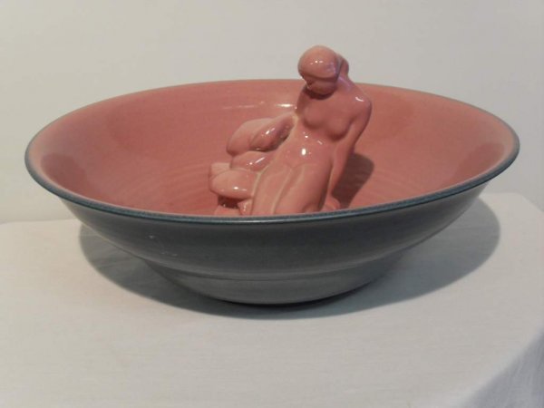 Rookwood bowl with figural nude flower frog