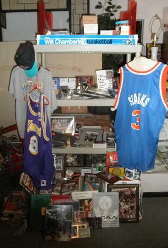 Basketball Lot: Basketball Lot incl Wilt Chamberlain autographed photo, & Colecoo game, signed photos of Shaq, (3)Red Averbach, Willis Reed, D. Debussure, Lenny Wilkins, Ray Allen, Jason Kidd, Joe Domars, Oscar Rober