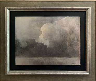 Richard Hambleton " Silver Seascape": Richard Hambleton- "Seascape". Aluminum art guerra pigment and black art guerra paint on fine art paper, signed and Dated R. Hambleton 2002". Framed Size measures 28"x33.5 inches. An amazing simplisti