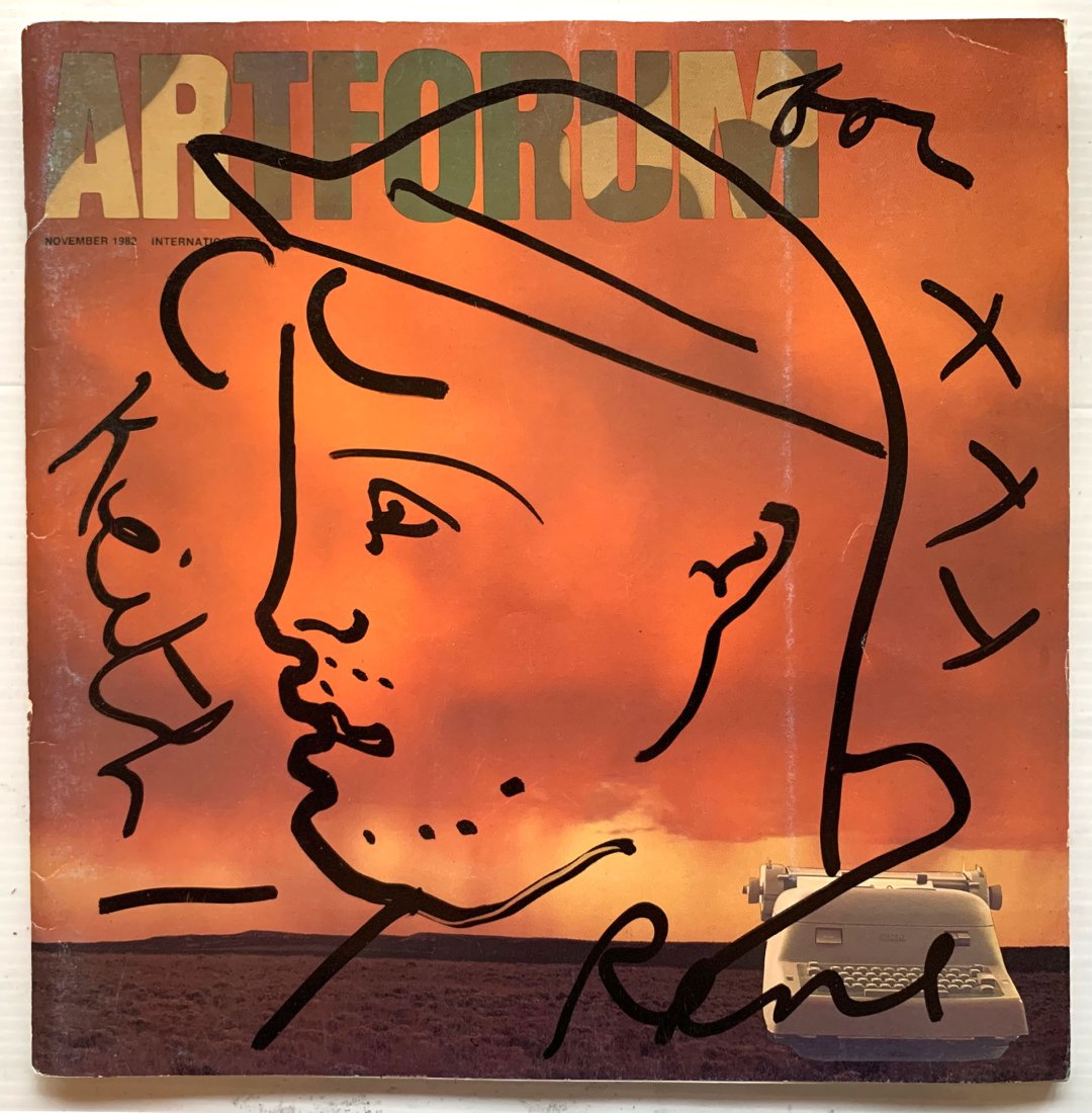 Rene Ricard - Drawing of Keith Haring - Urban Art, Graffiti: Rene Ricard "Keith Haring" Drawn on the cover of Art Forum in 1988. It was drawn for Keith personally by Ricard and gifted to him. This rare drawing was part of the Keith Haring personal collection of