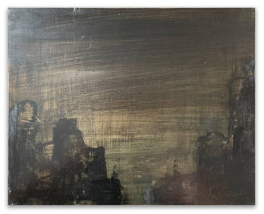 RICHARD HAMBLETON "Brown Landscape" - Urban Art, Graffiti, Street art: Richard Hambleton - Brown Landscape., Gold metallic and black Art Guerra with latex background on canvas. Unsigned, measures 16” x 20” inches. Comes with a Hand written COA from Robert Mur