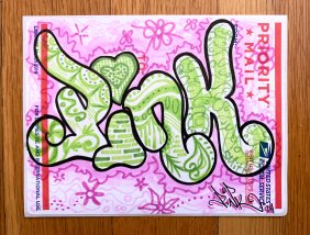 LADY PINK "Green PINK" Slap - Urban Art, Graffiti, Street Art
