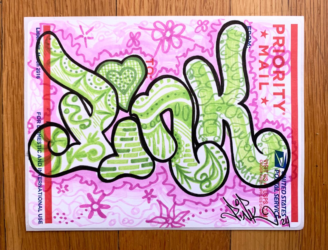 LADY PINK "Green PINK" Slap - Urban Art, Graffiti, Street Art (1 of 1)
