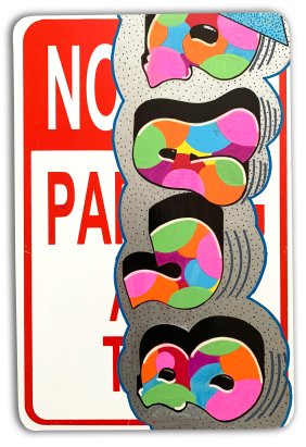 BLADE "Party On" No Parking Sign - Urban Art, Graffiti, Street Art