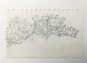 A-ONE "Untitled" Drawing - Urban Art, Graffiti, Street Art