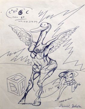 Daniel Johnston "Yes, Yes, Yes" Drawing - Urban Art, Graffiti, Street Art