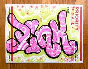 LADY PINK "PINK" Slap - Urban Art, Graffiti, Street Art