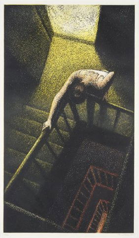 Jane Dickson "Stairwell" Color aquatint 1984 - Urban Art, Graffiti, Street Art