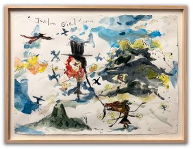 Brad Kahlhamer "Javelina Girl" Watercolor - Urban Art, Graffiti, Street Art